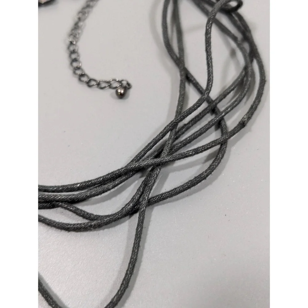 Black‎ Heart Pendant Necklace Gothic Rhinestone Multi Cord Y2K 17